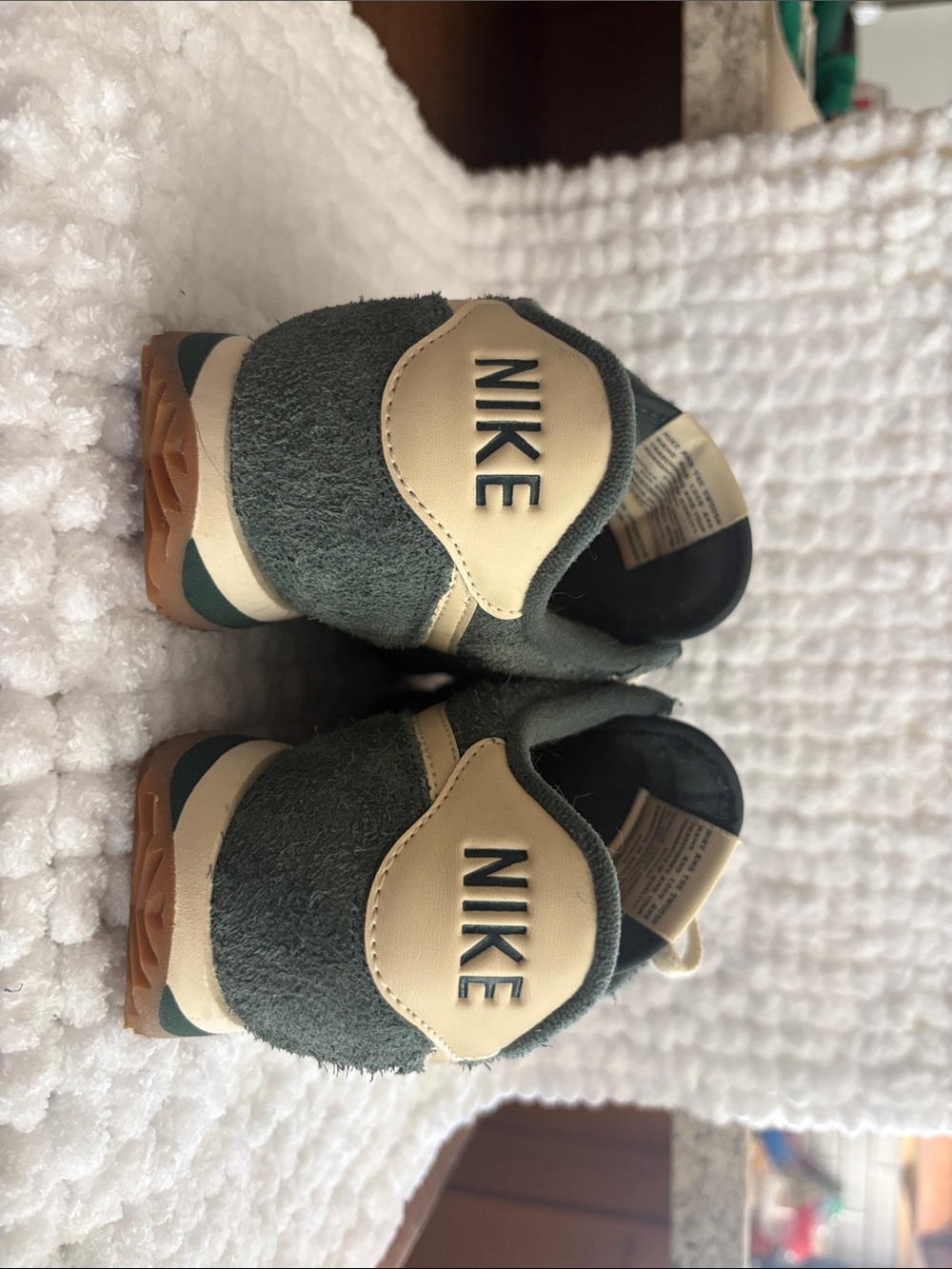Nike  Dark Green and Cream Retro Runner Sneakers